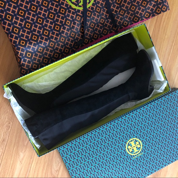 tory burch over the knee boots black suede - Picture 1 of 3